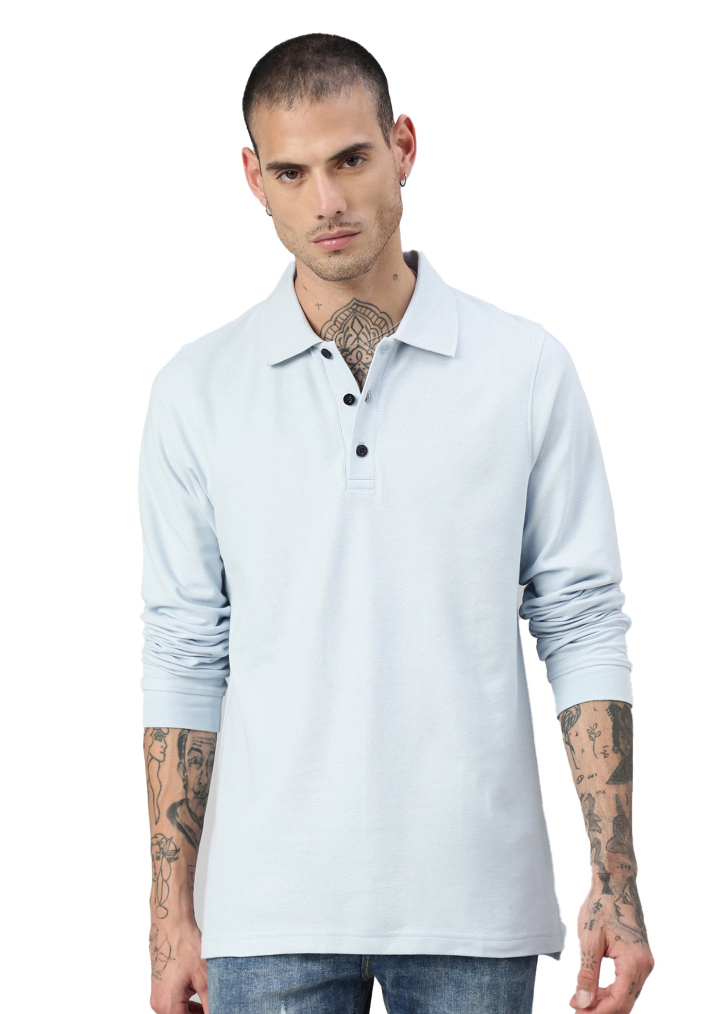 Polo piqué en coton bio à manches longues Erik