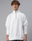 Sweat-shirt blanc troyer pour homme 