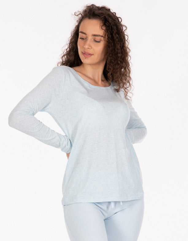 T-shirt manches longues bio bleu-Bettina-femme-Switcher