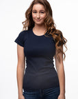 T-Shirt-T-Shirt-Femme-Nevy Bleu-Coton Bio-Encolure Ronde-Switcher