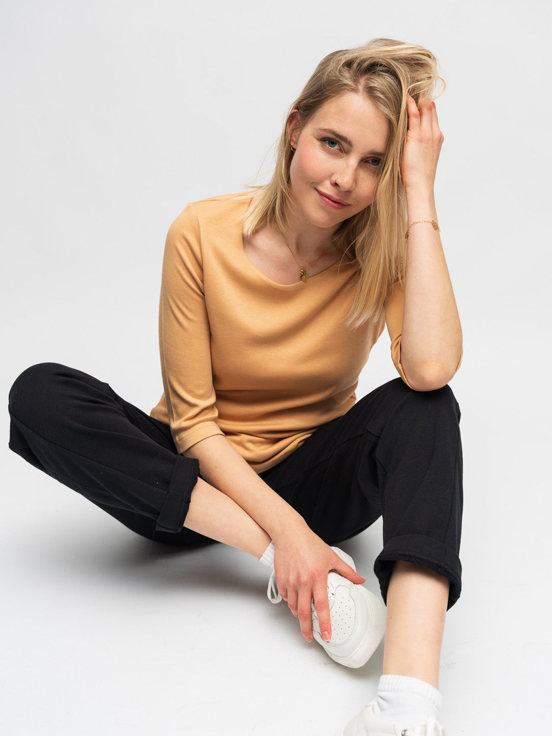 Yasmin T-shirt basique femme manches 3/4