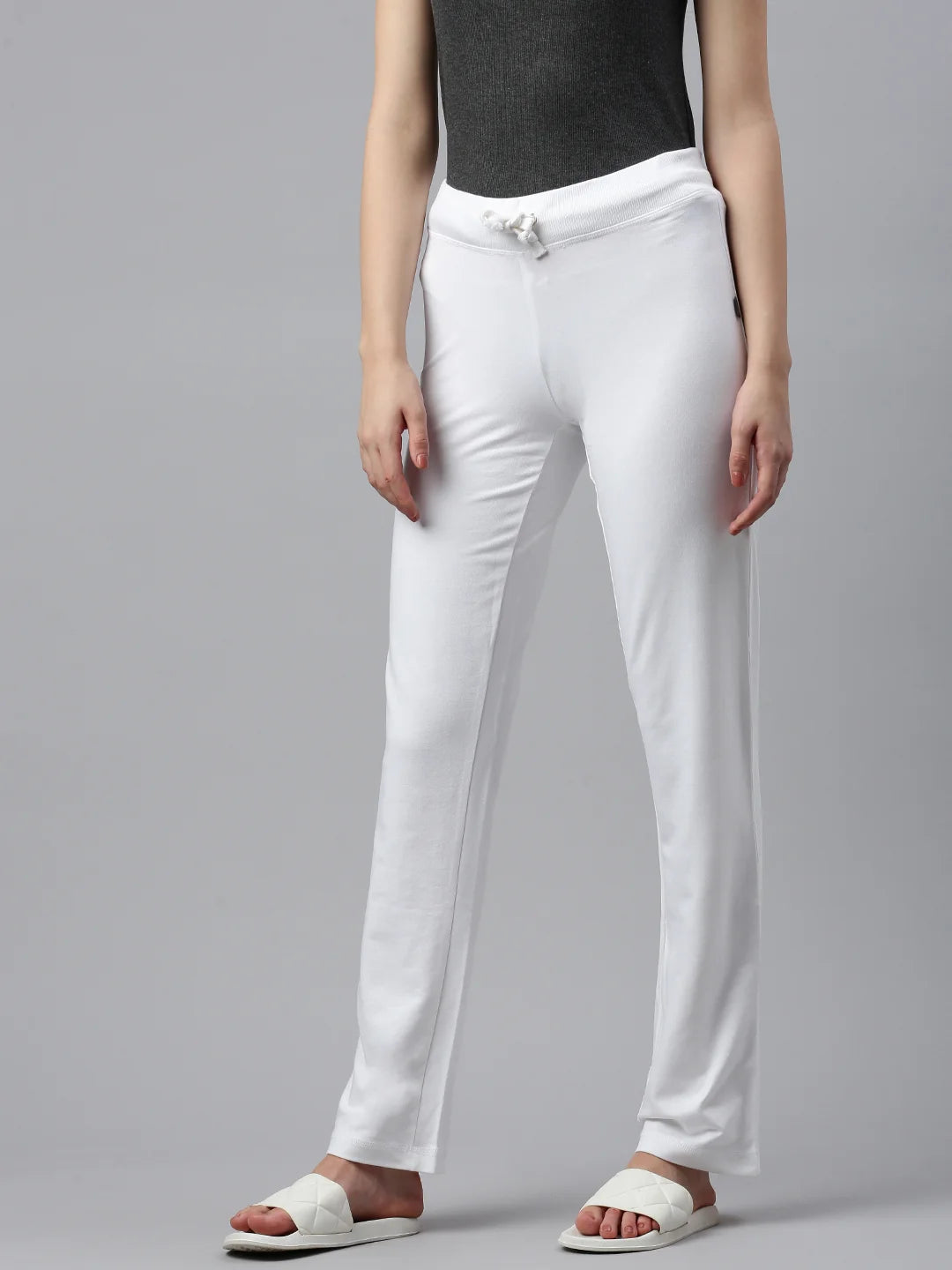 Pantalon de survêtement en coton biologique Candice pour femme Blanc Front