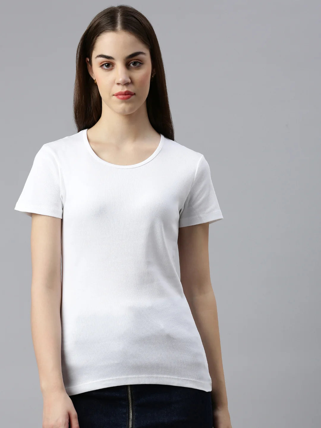 t-shirt femme col crème blanc