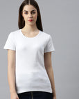 t-shirt femme col crème blanc