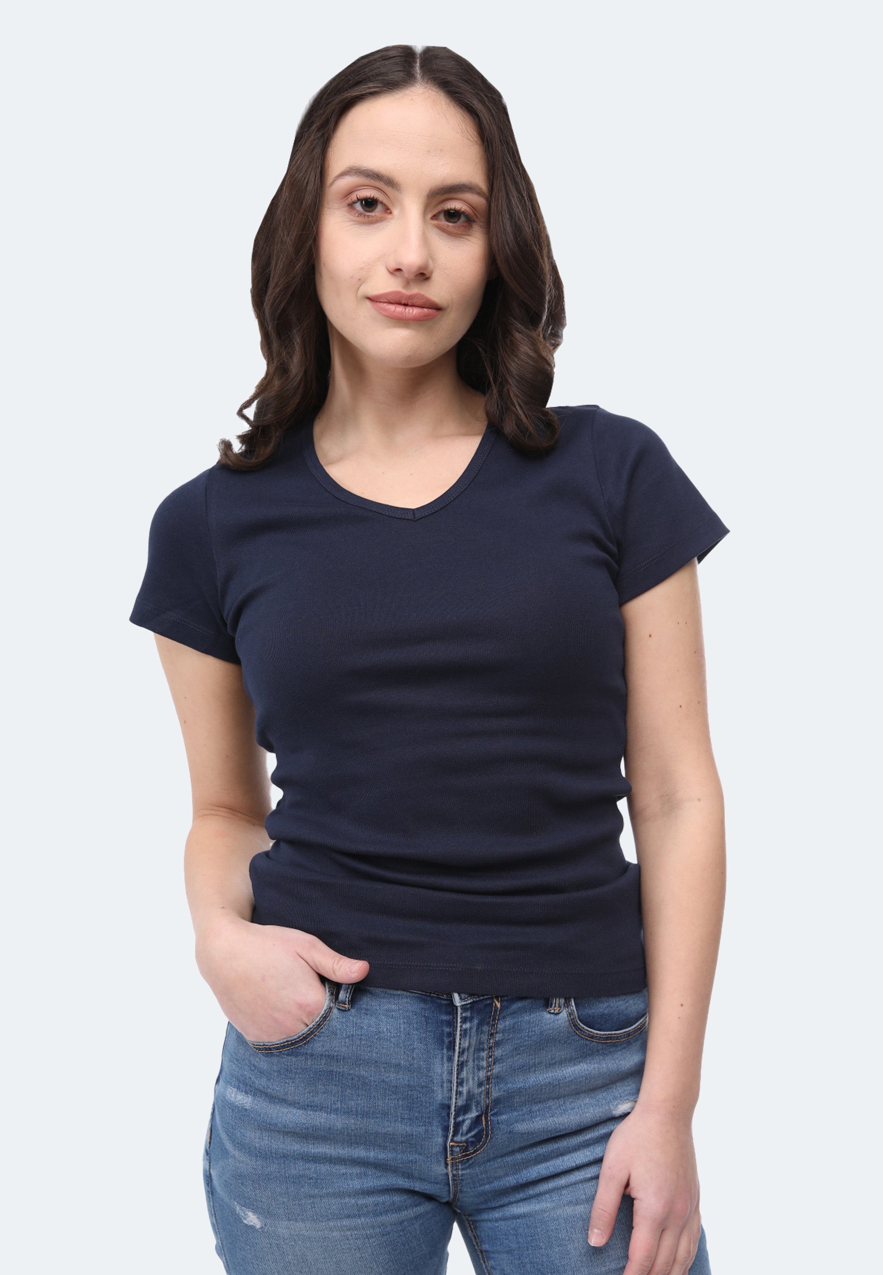 T-shirt côtelé col V Efia