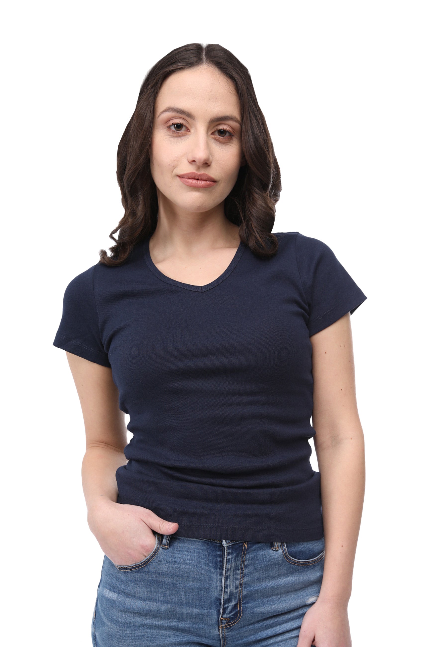 T-shirt côtelé col V Efia