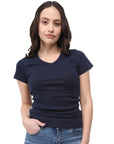 T-shirt côtelé col V Efia