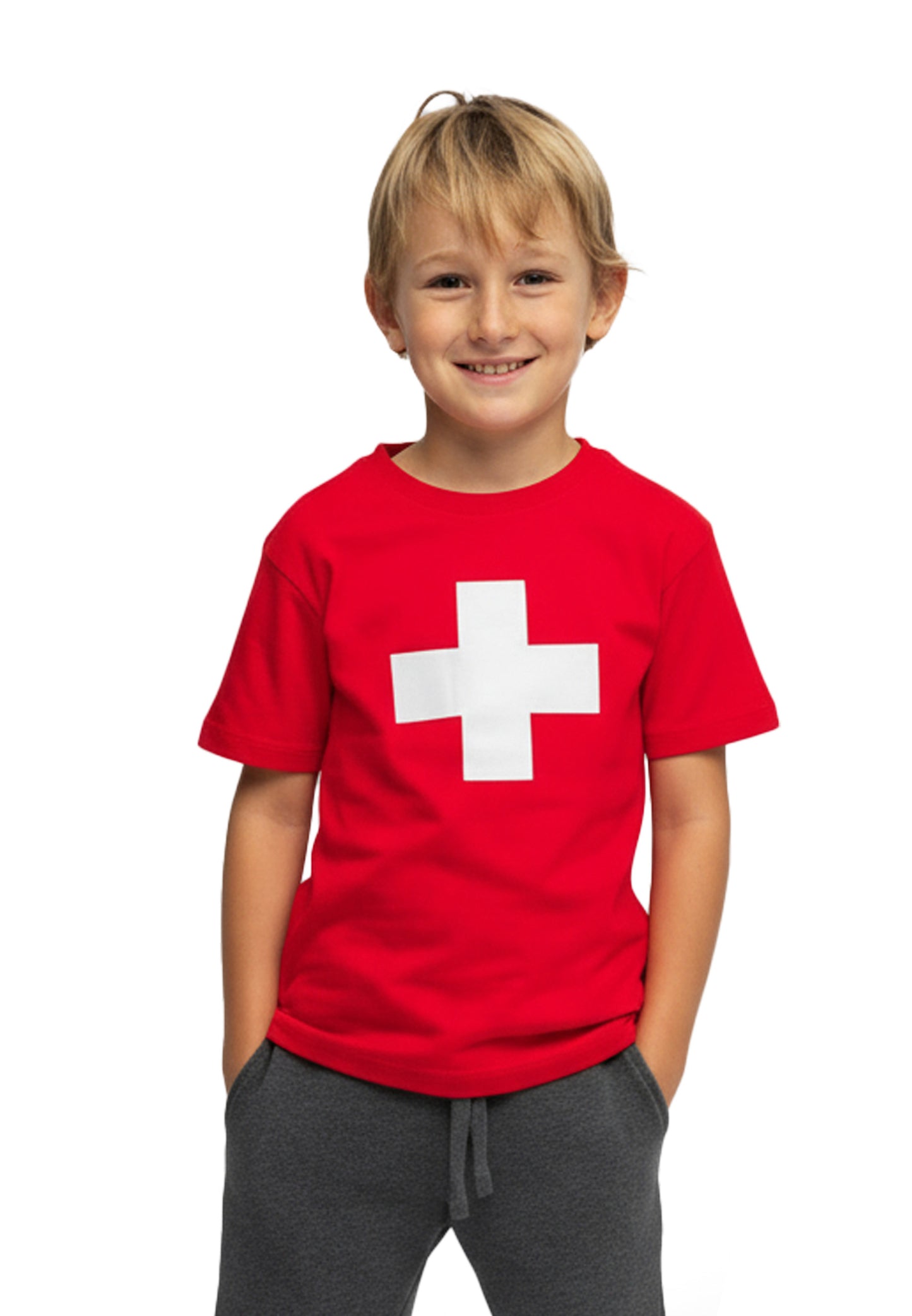 T-shirt Switcher kid's swiss vision helvetica color/10 rouge