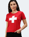 T-shirt Helvetica col V pour femme