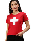 T-shirt Helvetica col V pour femme