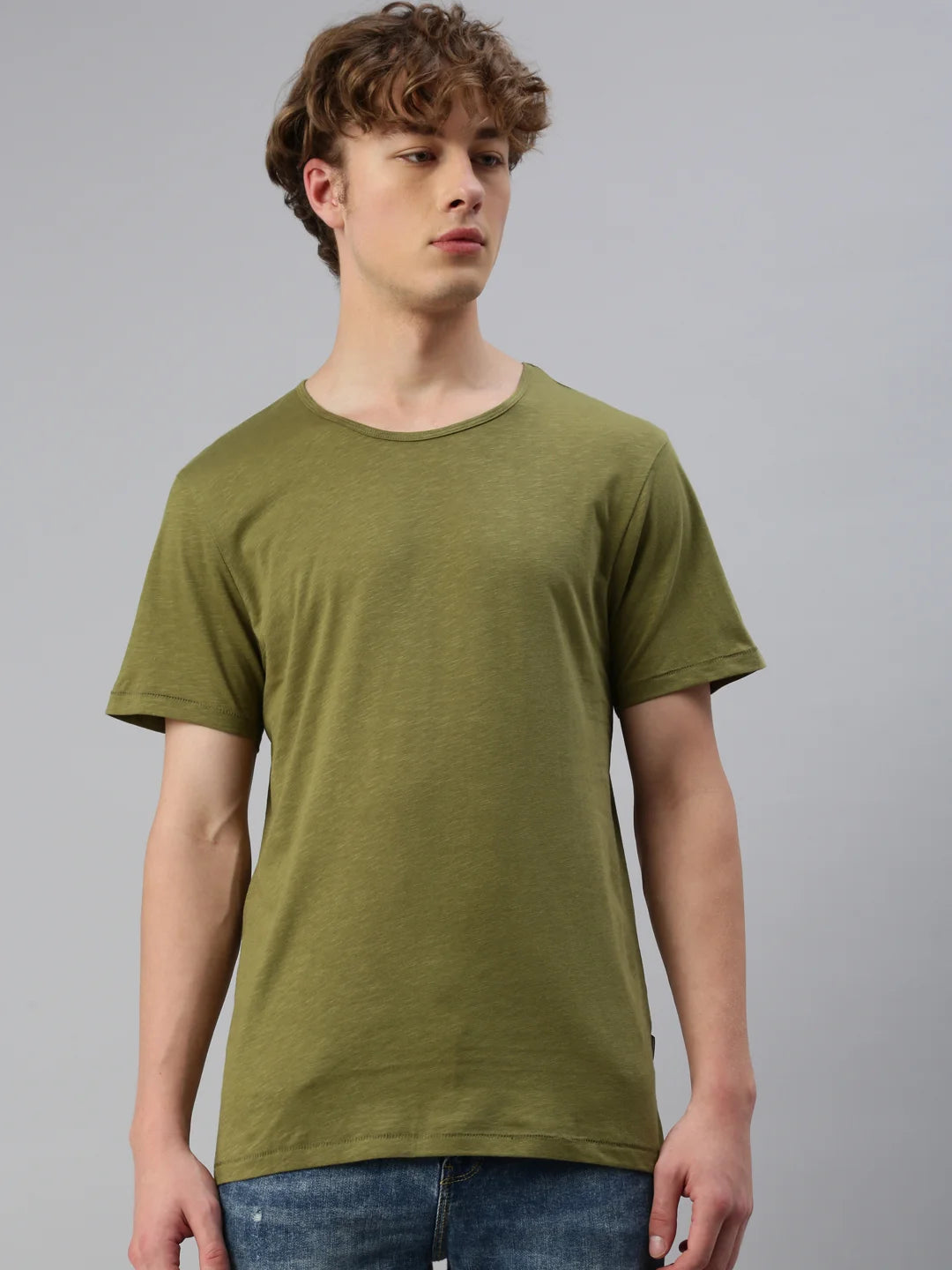 homme-damon-coton-bio-col rond-t-shirt-olive-back