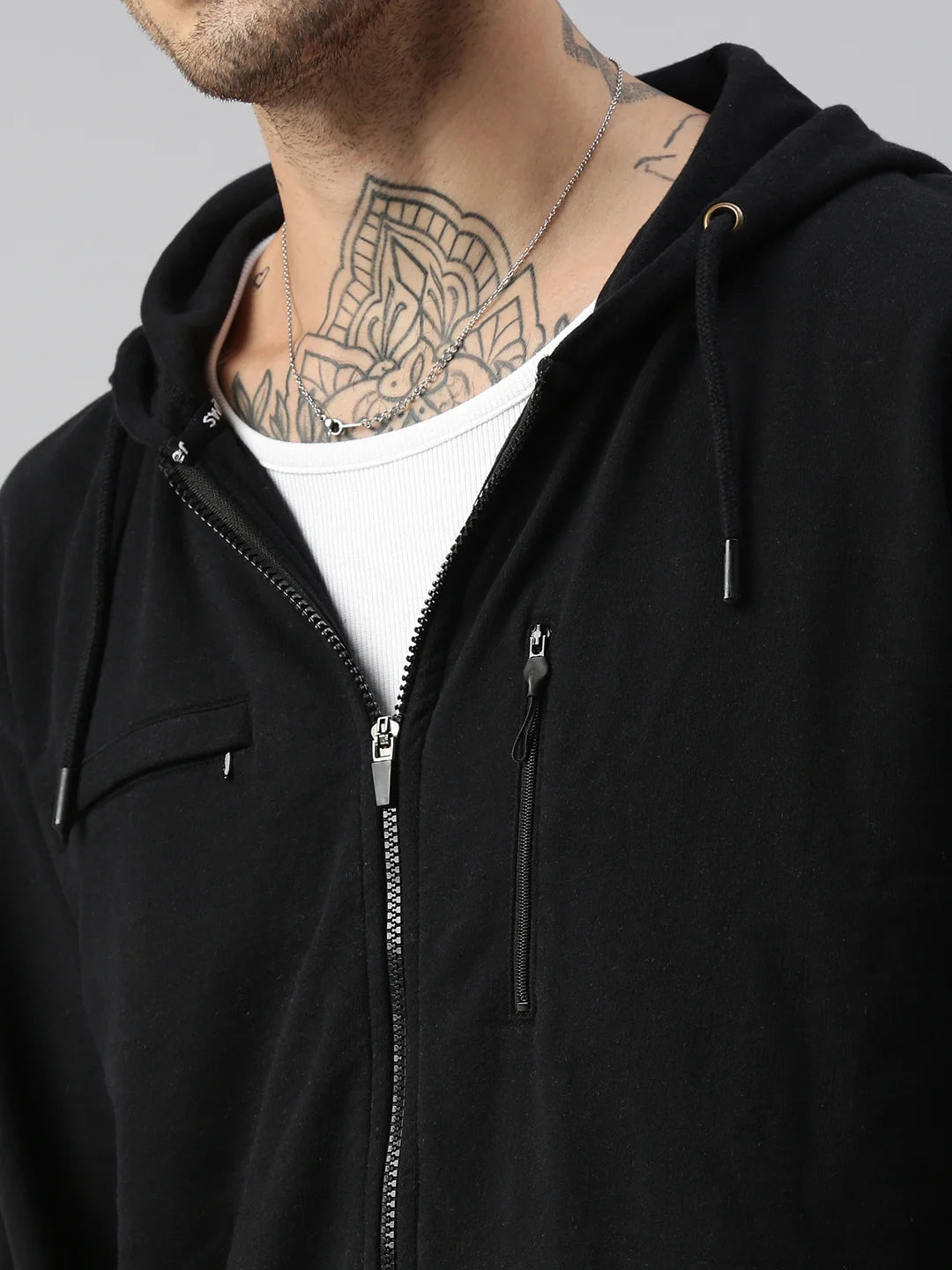 homme-moleson-recyclé-coton-polyester-zip-hoodie-noir-front