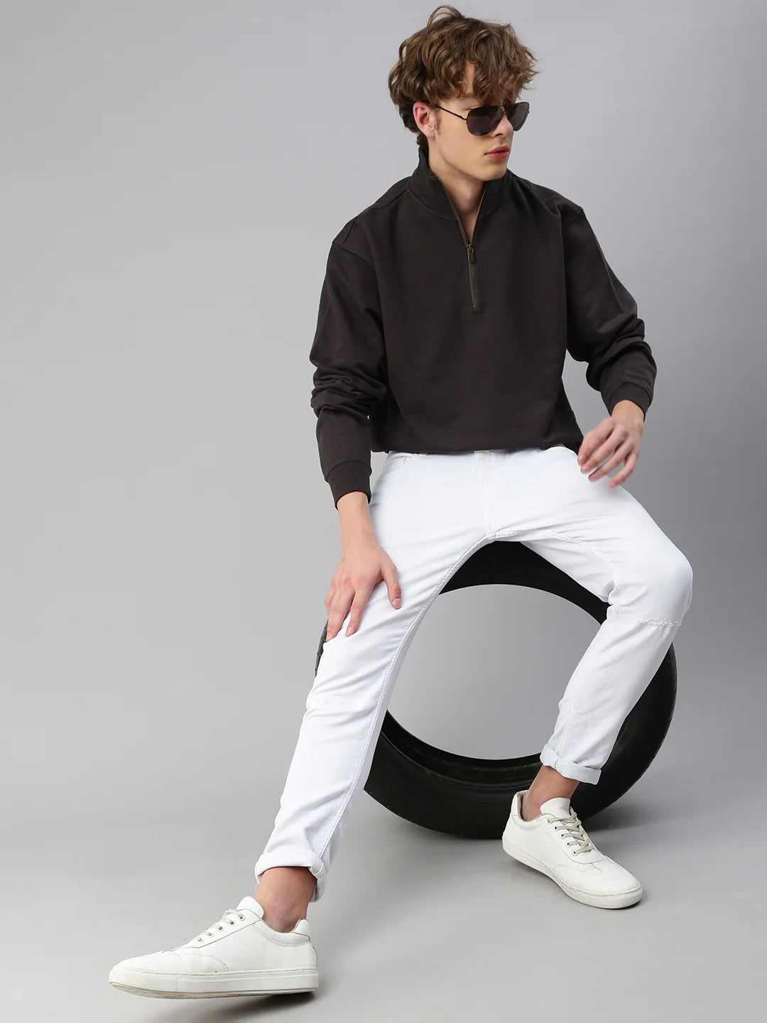 Sweat-shirt Oslo en coton polyester haut de gamme à fermeture éclair marine pour homme