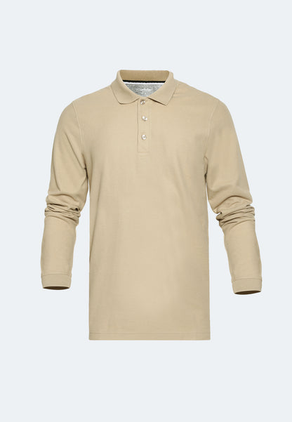 Polo piqué en coton bio à manches longues Erik