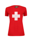 T-shirt Helvetica col V pour femme