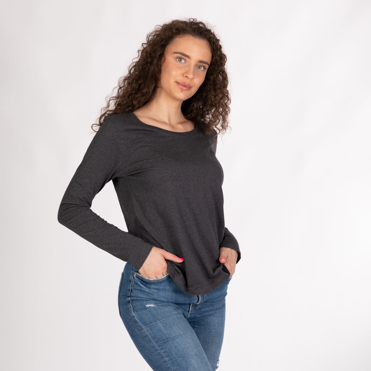 T-shirt manches longues-Bettina-gris foncé-switcher pour femmes