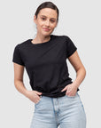 T-Shirt-Femme-Noir-Col rond-T-Shirt-Switcher
