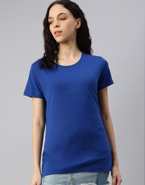 T-shirt-Femme-Bleu-Col rond-T-shirt-Bio-switcher